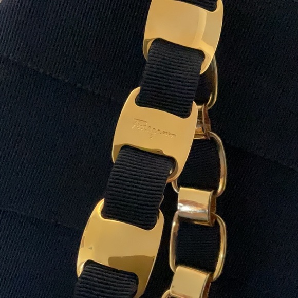 Salvatore Ferragamo Navy Canvas & Leather Shoulder Bag - Picture 7 of 7